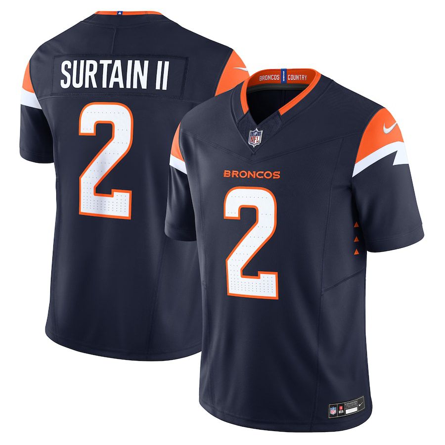 Men Denver Broncos #2 Patrick Surtain II Nike Navy Alternate Vapor F.U.S.E. Limited NFL Jersey->->NFL Jersey